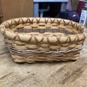 VTG Woven Basket Artisan Handmade Cottagecore Farm Rustic Decor Small Signed